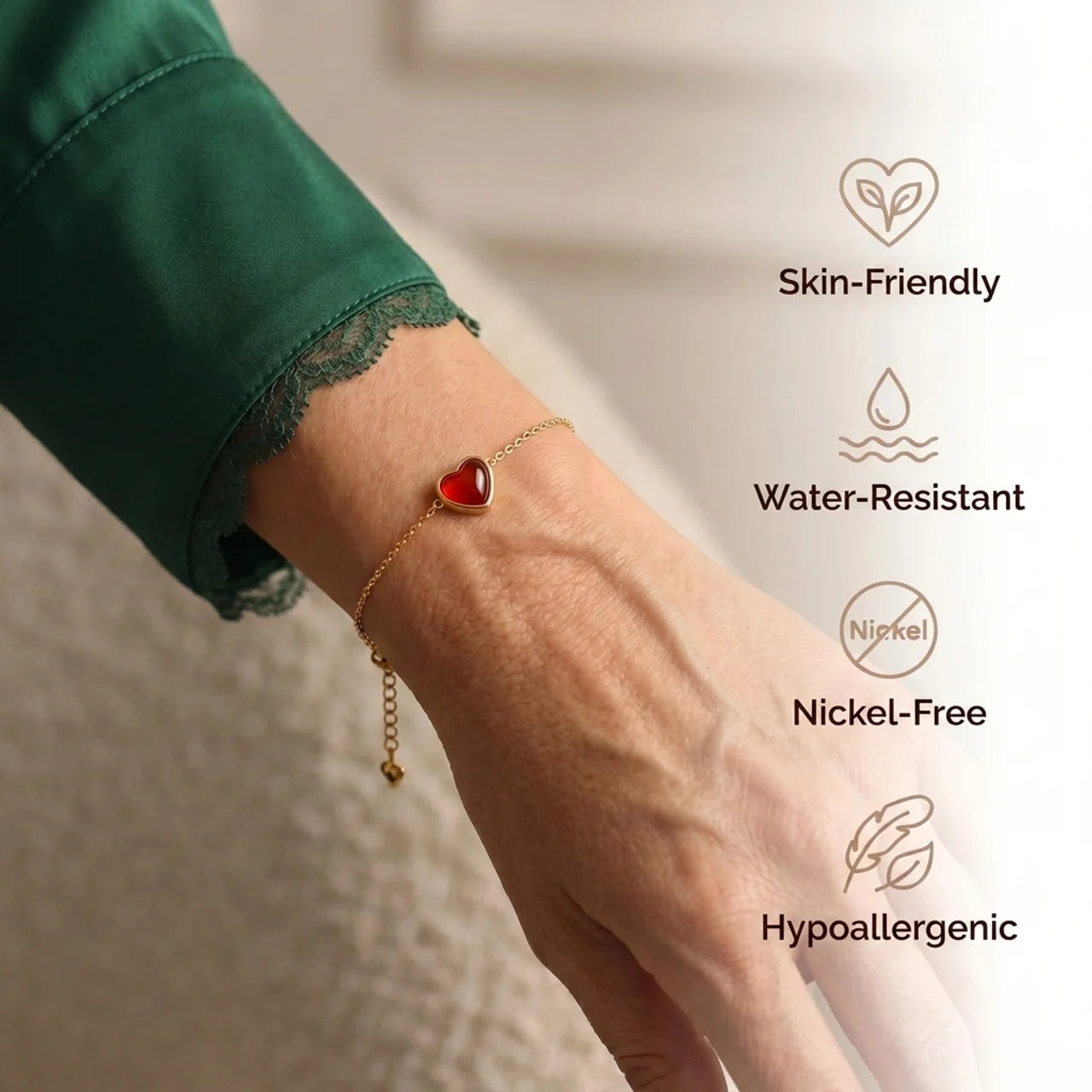 Carnelian Bracelet - Heart Shape