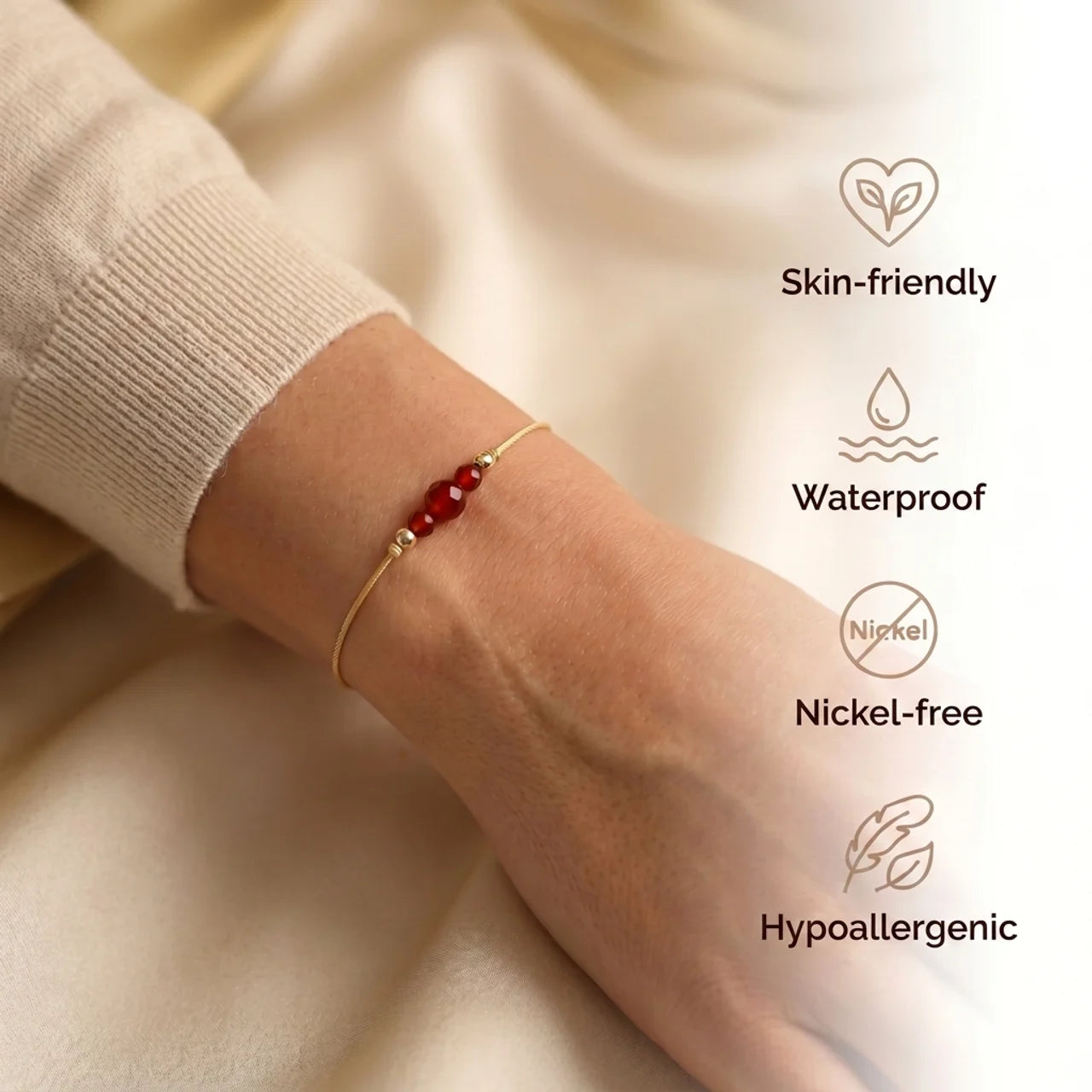 Carnelian Bracelet - Natural Cord