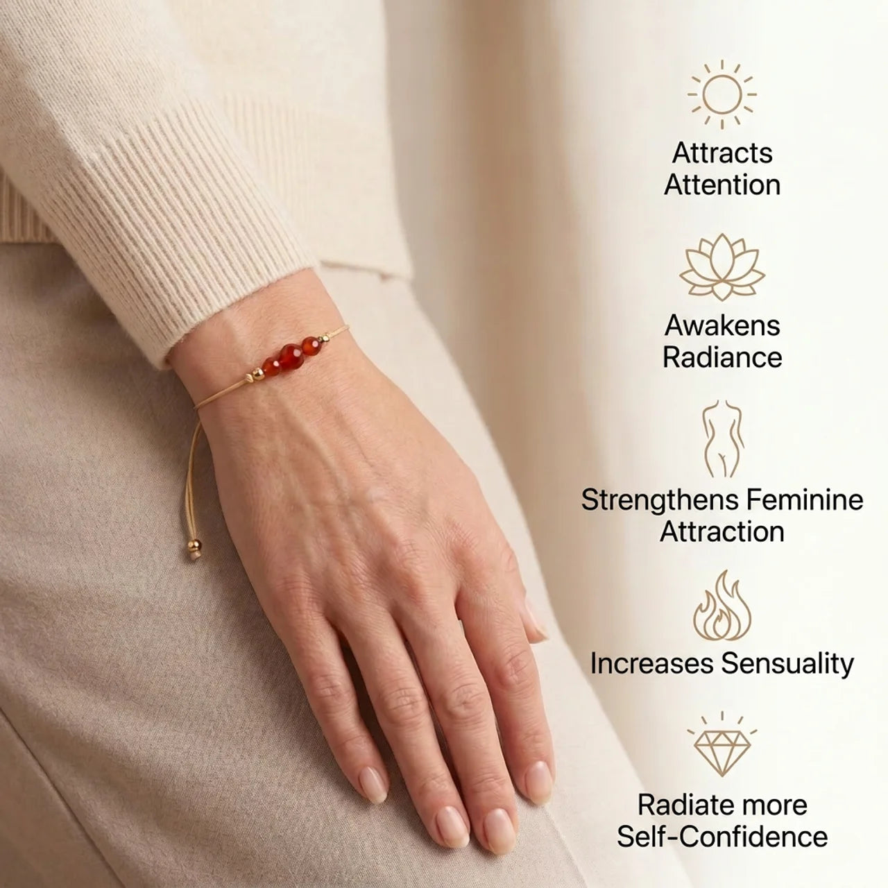 Carnelian Bracelet - Natural Cord