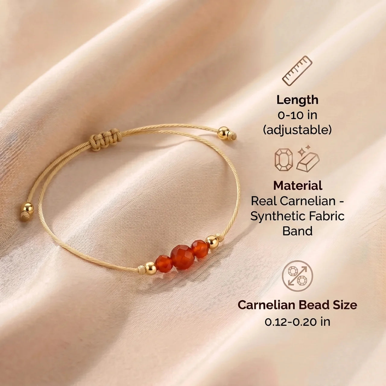 Carnelian Bracelet - Natural Cord