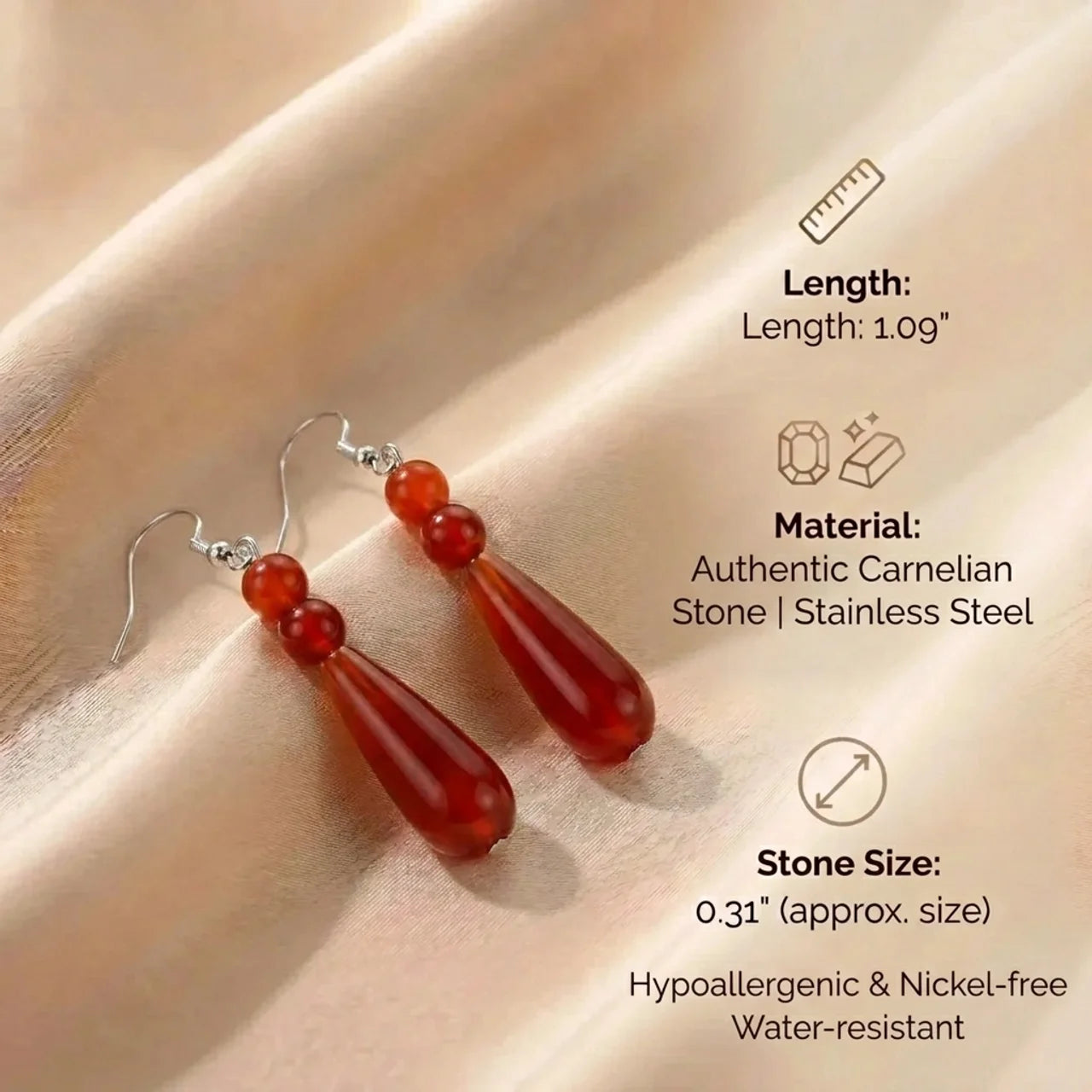 Carnelian Earrings - Teardrops