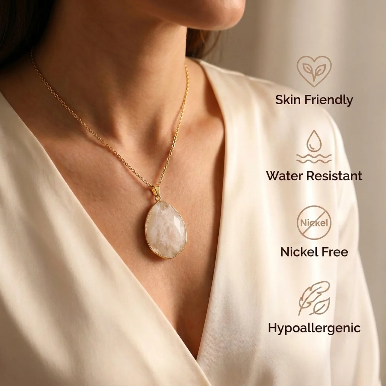 Clear Quartz Necklace - Medallion