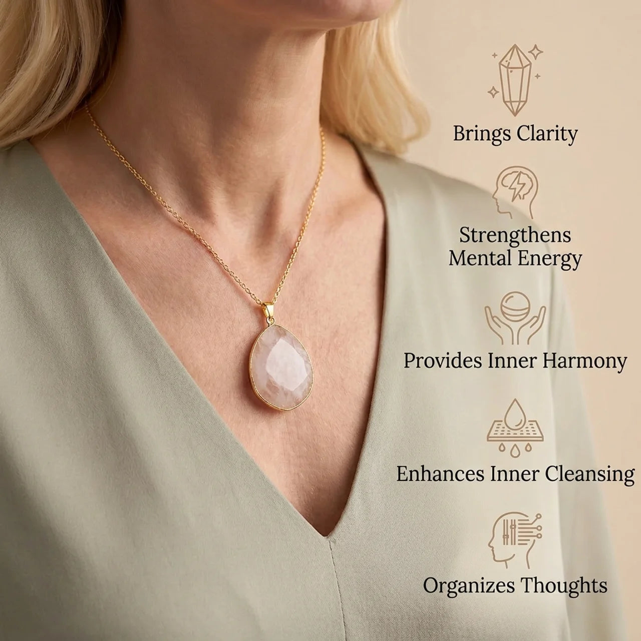Clear Quartz Necklace - Medallion