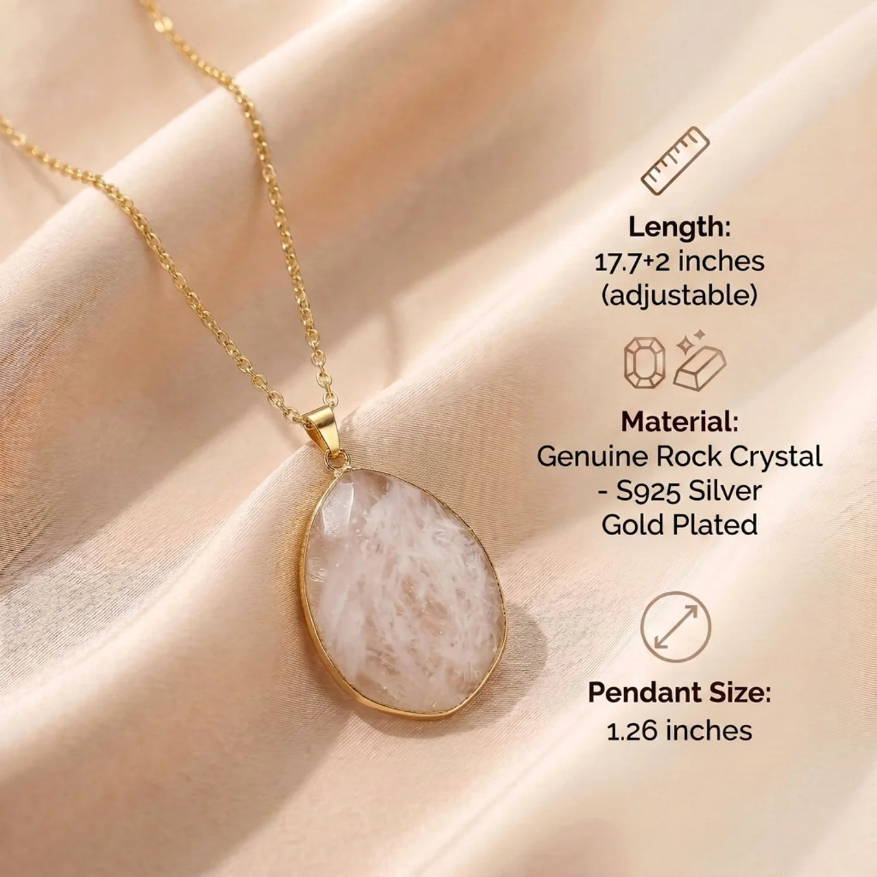 Clear Quartz Necklace - Medallion