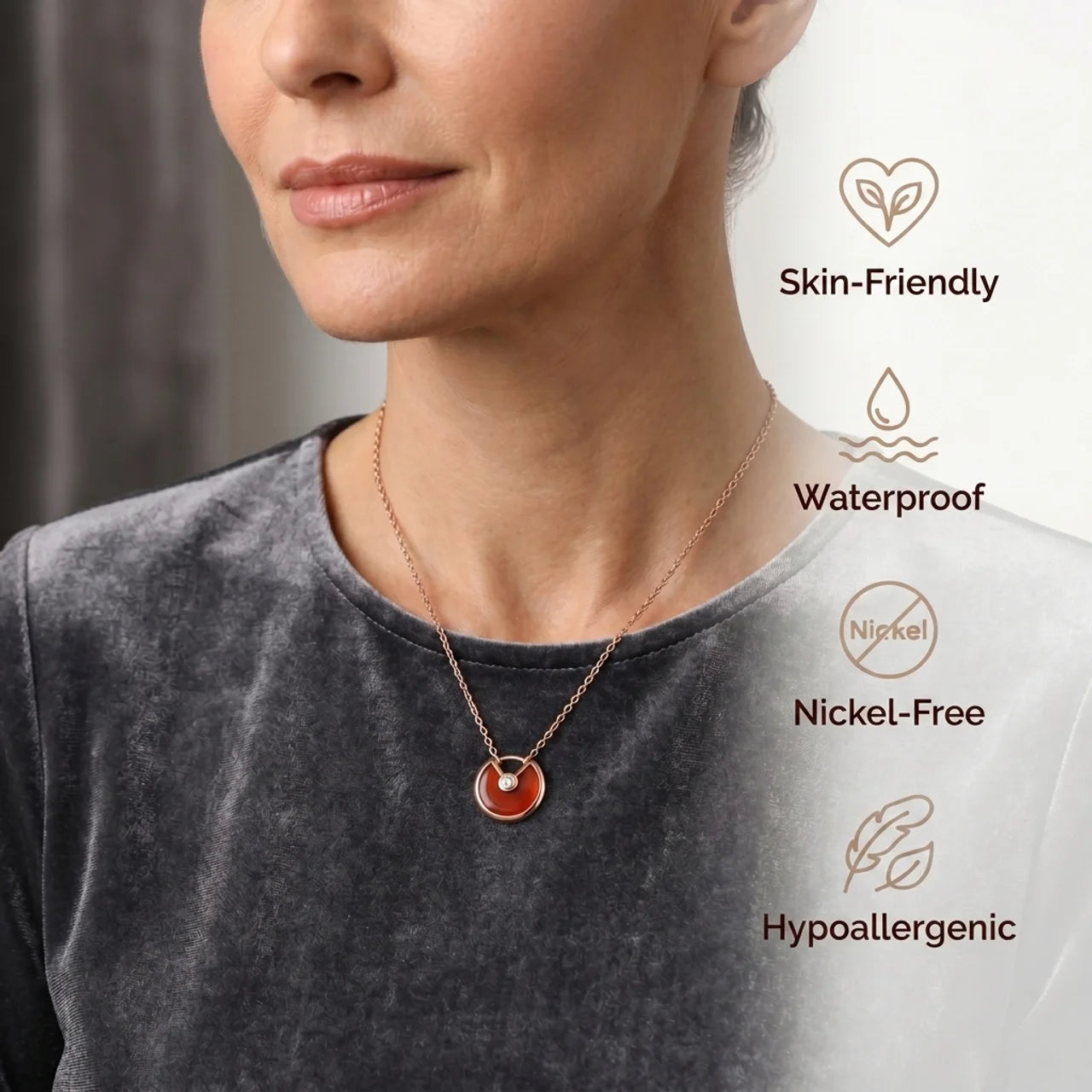 Carnelian Necklace - Circle Pendant