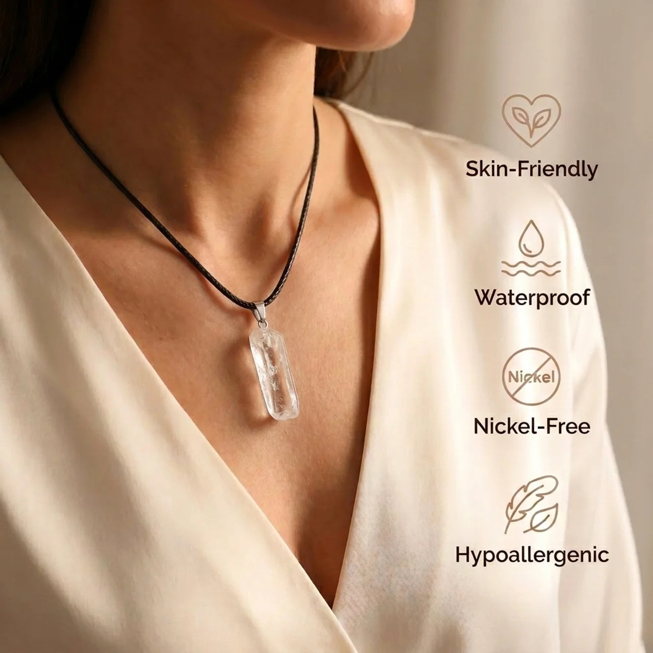 Clear Quartz Necklace - Natural Clear Stone