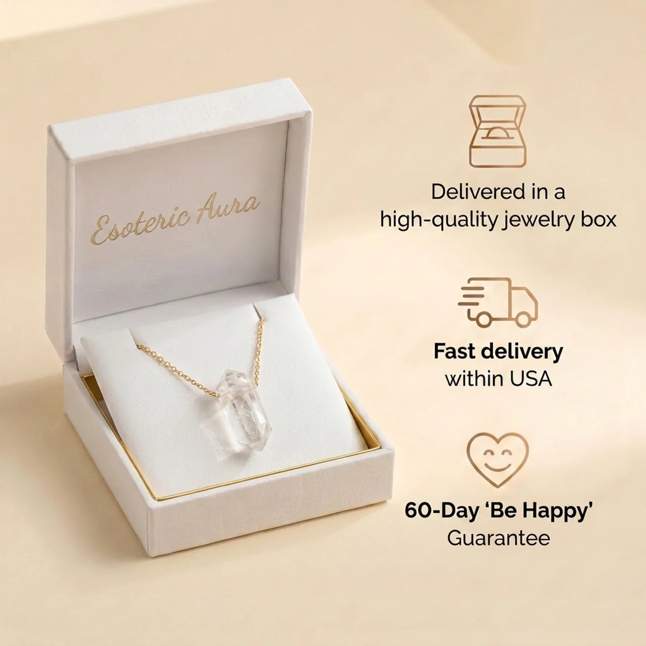 Clear Quartz Necklace - Gold Plating