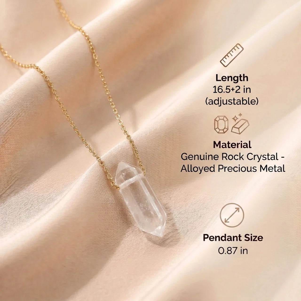 Clear Quartz Necklace - Gold Plating