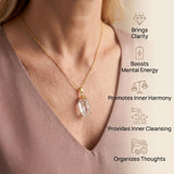 Clear Quartz Necklace - Gold Leaf Chain
