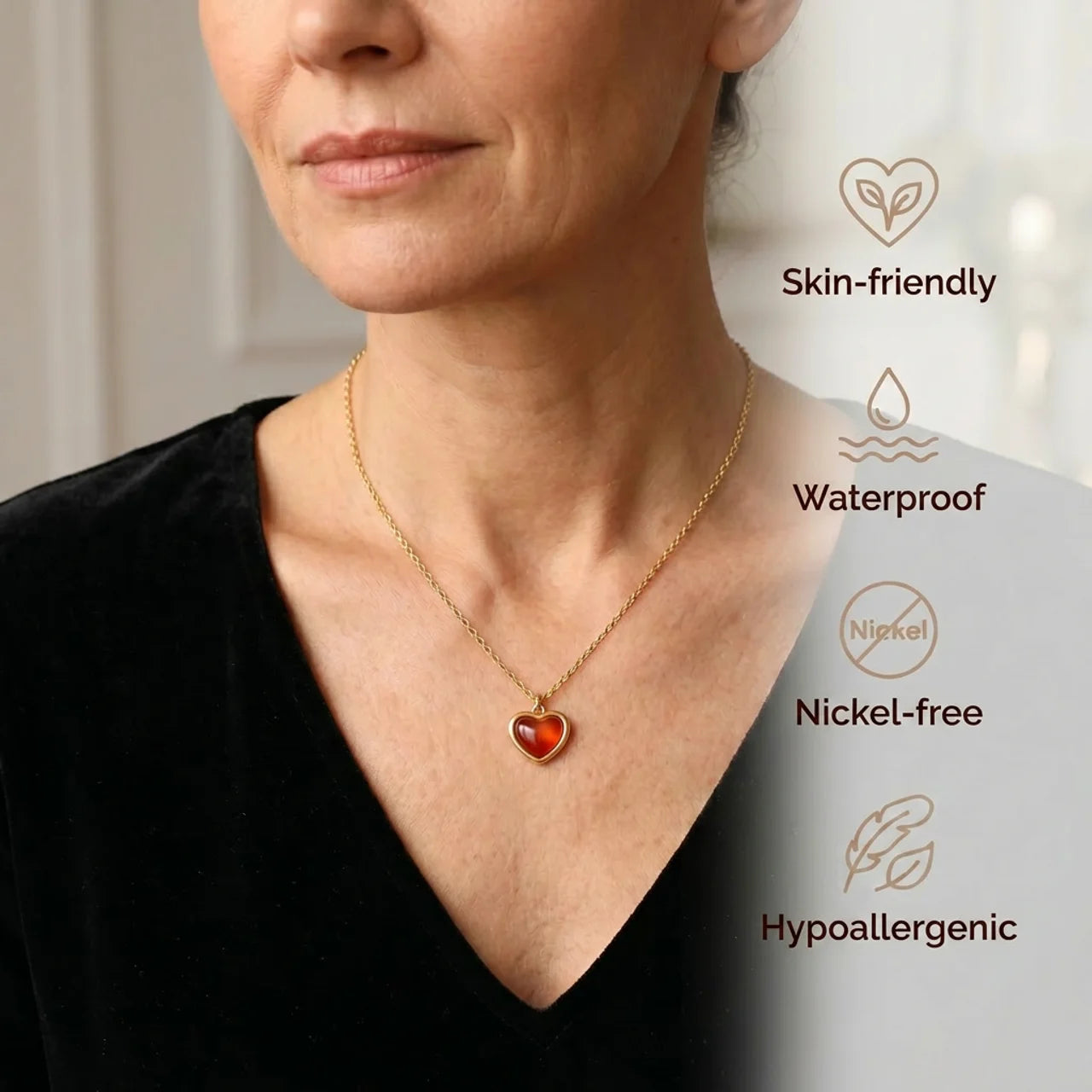 Carnelian Necklace - Heart Shape