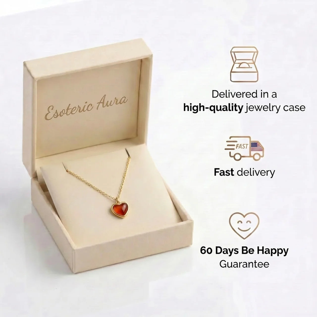 Carnelian Necklace - Heart Shape