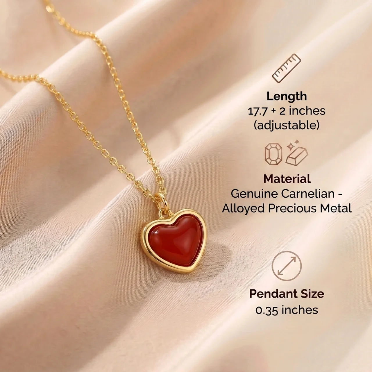 Carnelian Necklace - Heart Shape