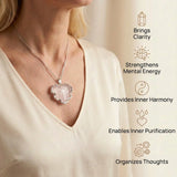 Clear Quartz Necklace - Natural Medallion with Border