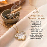 Clear Quartz Necklace - Natural Medallion with Border