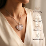Clear Quartz Necklace - Natural Medallion with Border