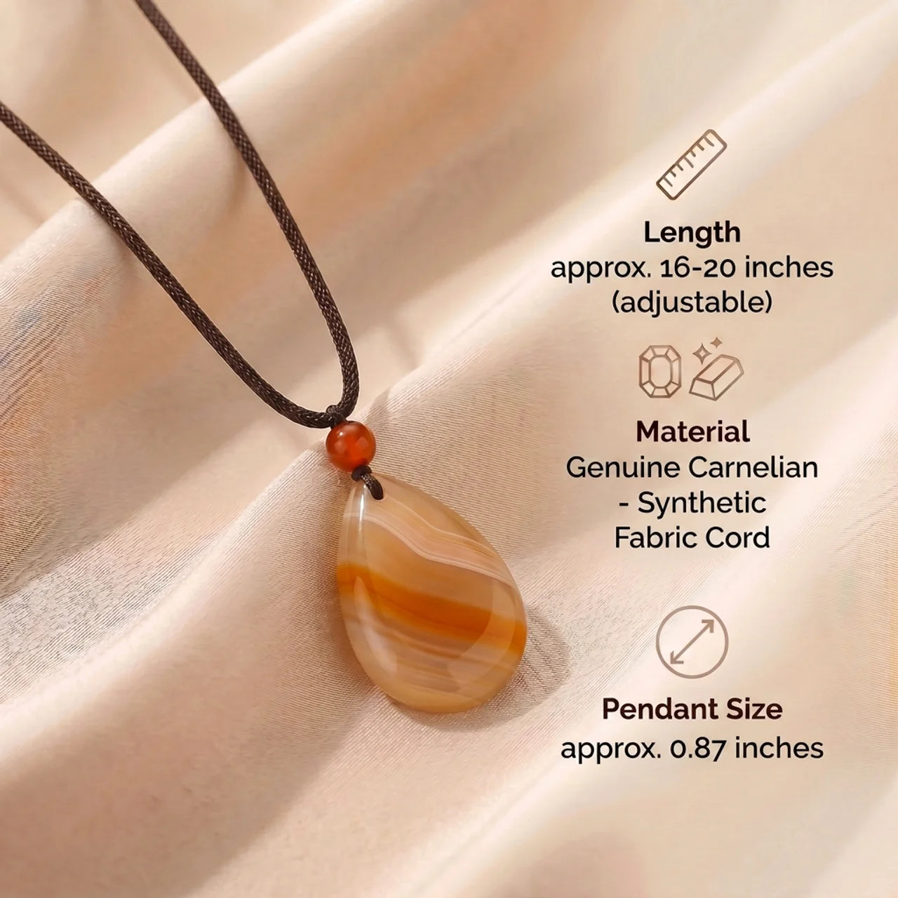 Carnelian Necklace - Teardrop