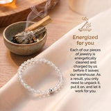 Clear Quartz Natural Stone Bracelet with Silver Bead
