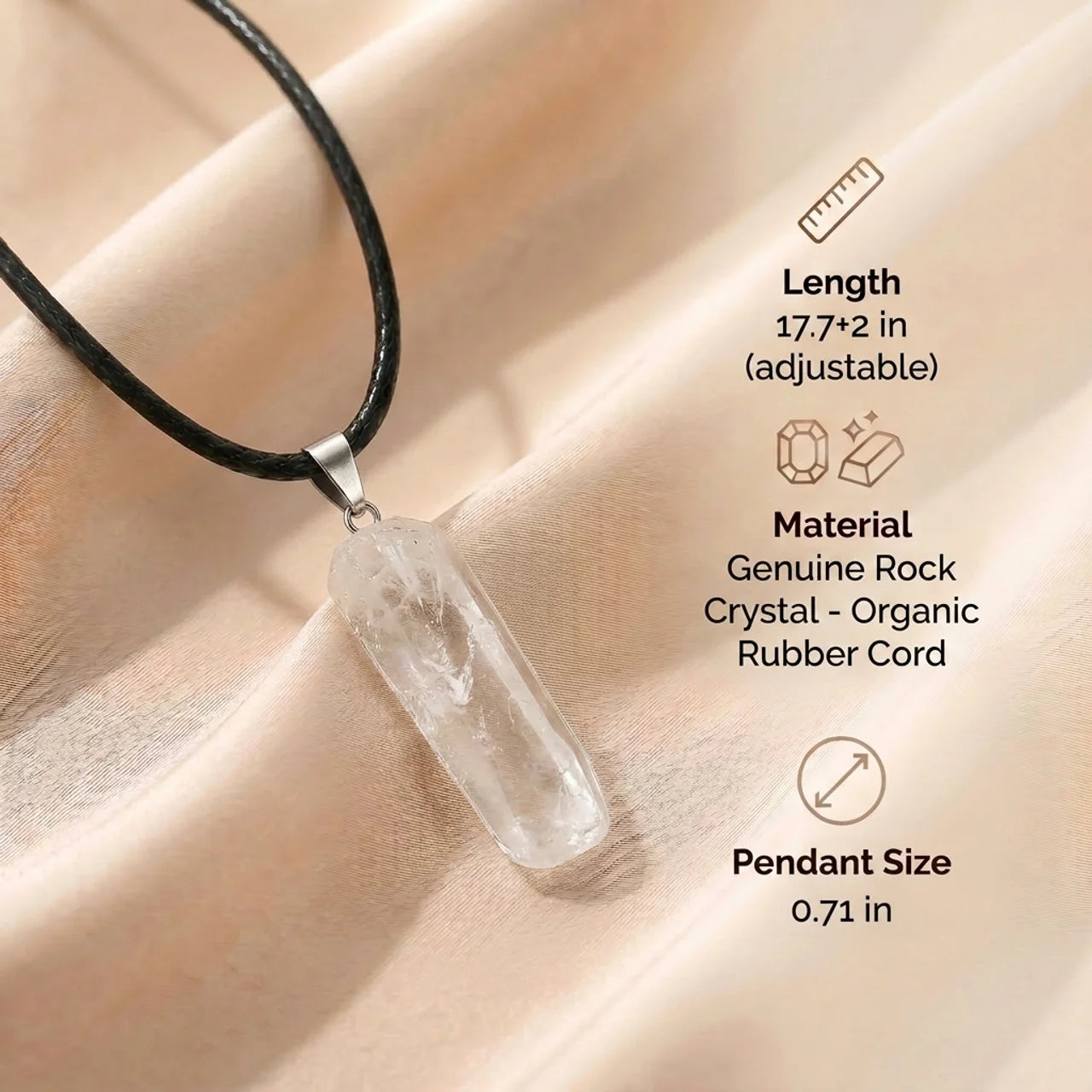 Clear Quartz Necklace - Natural Clear Stone