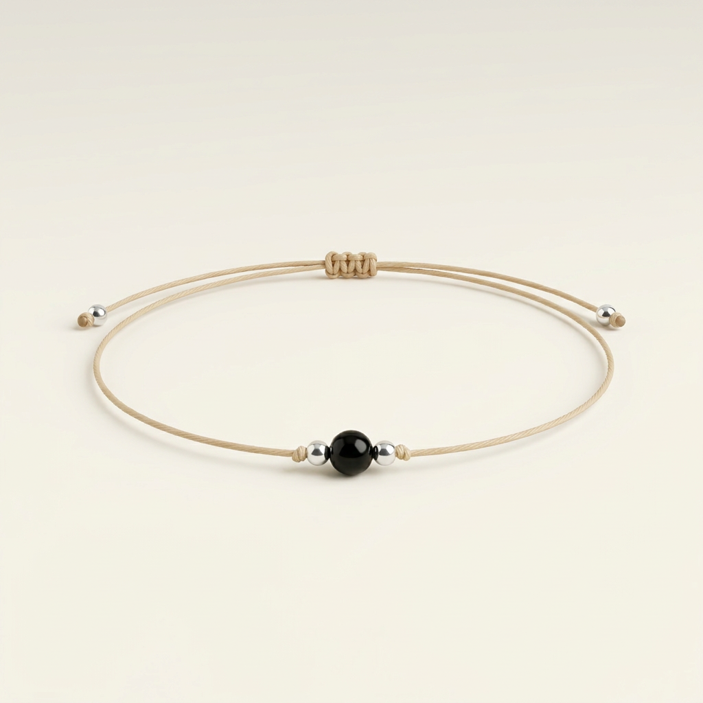 Obsidian Bracelet - Natural Cord