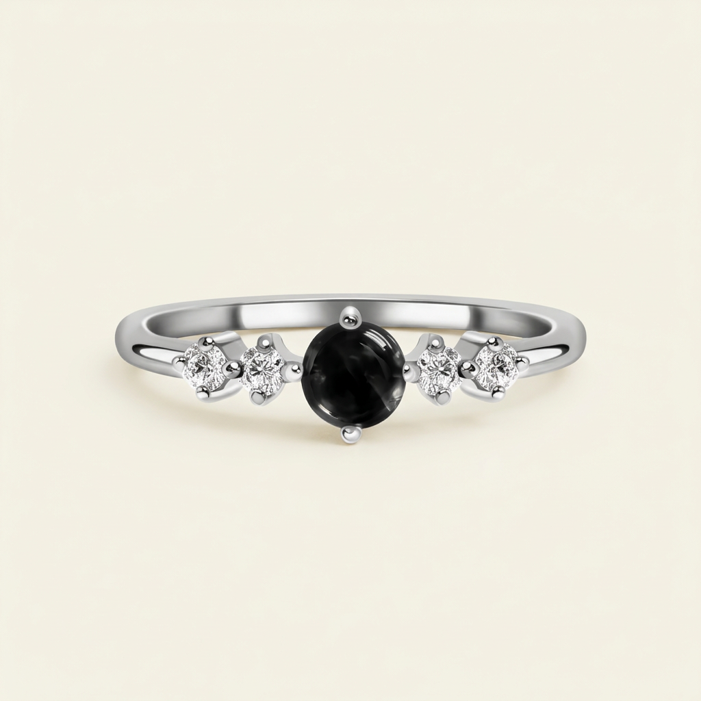 Obsidian Ring - Pearl Cut