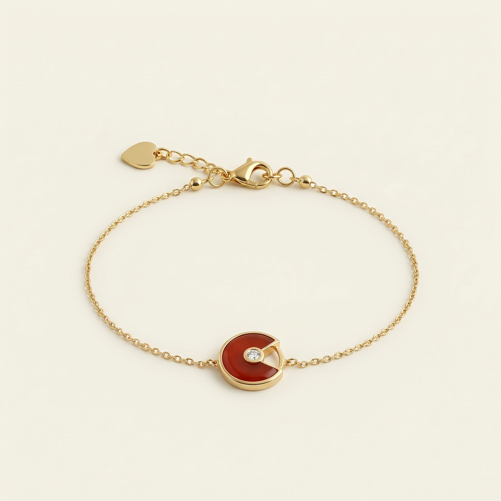 Carnelian Bracelet - Circle Pendant