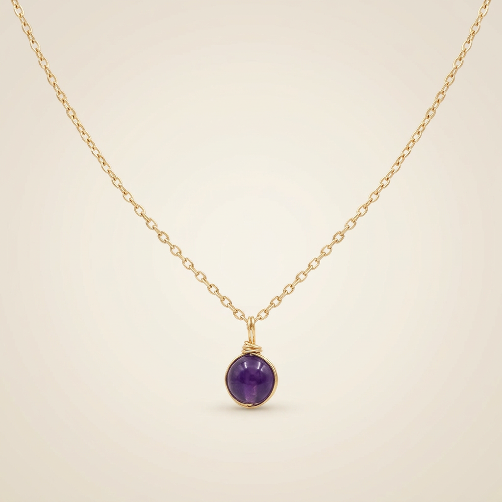Amethyst Necklace - Sphere with Copper