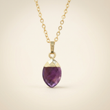 Amethyst Necklace - Acorn Shape S925 Silver with Gold Plating