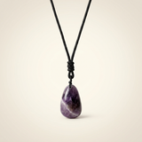 Amethyst Necklace - Pearl with Fabric Chain