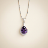 Amethyst Necklace - S925 Silver with Crystals