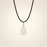Moonstone Necklace - Teardrop Shape Leather Cord