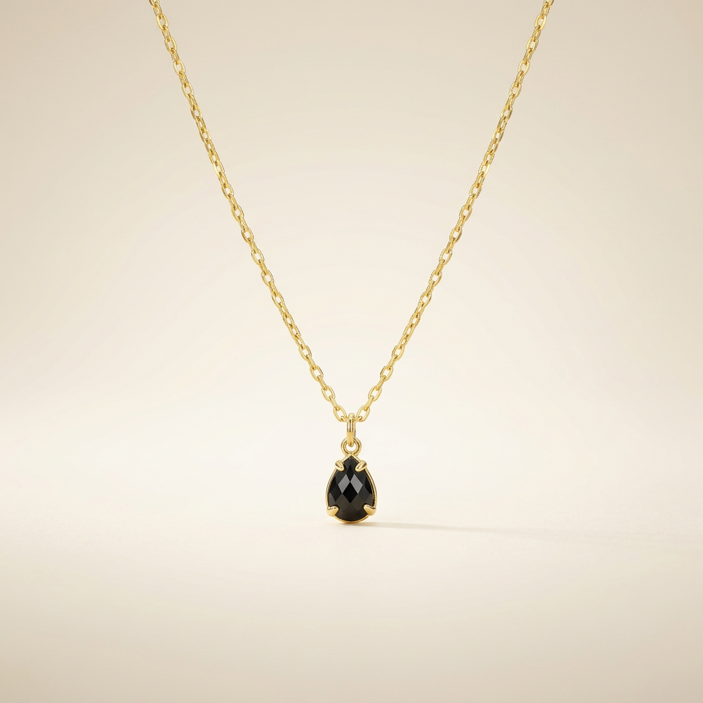 Obsidian Necklace - Gold Plating