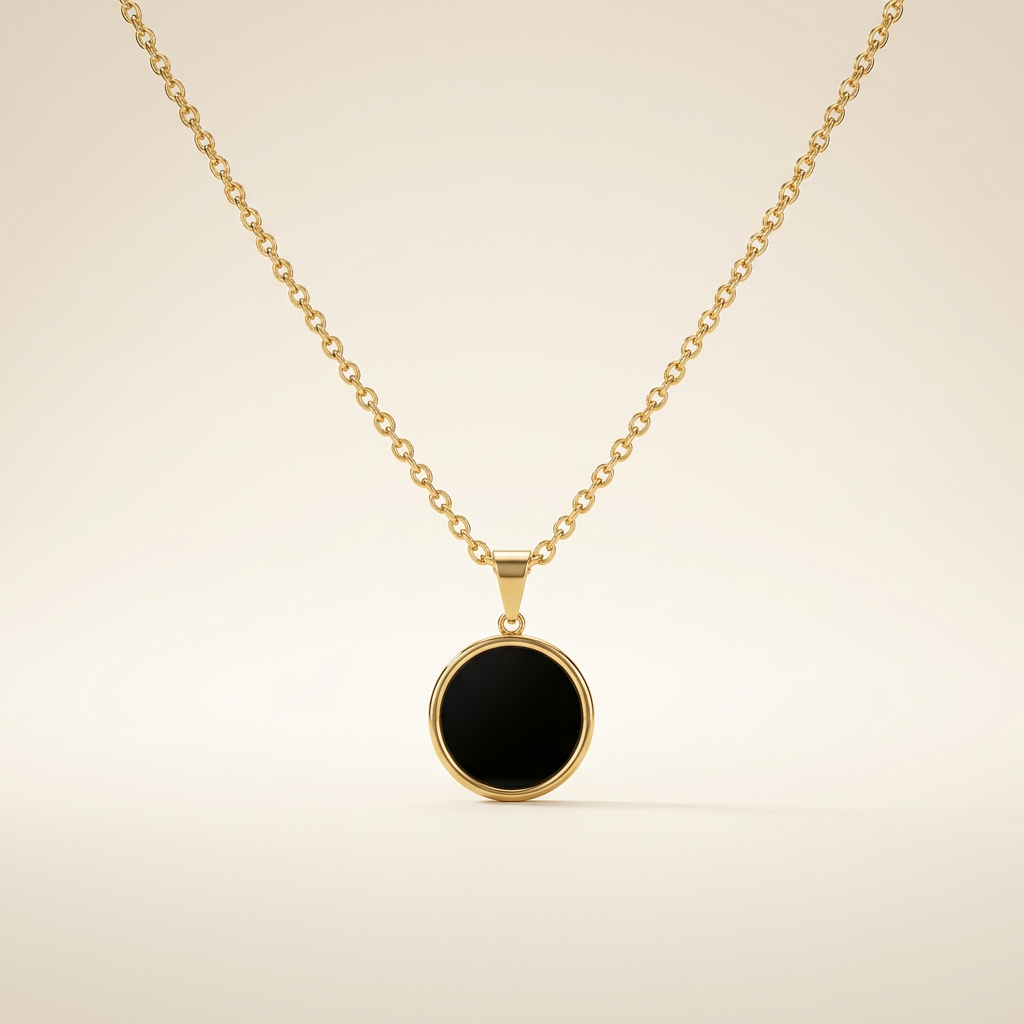 Obsidian Necklace - Circle Medallion