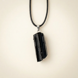 Tourmaline Necklace - Natural Stone with Leather Cord