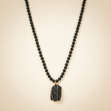 Tourmaline Necklace - Pearl Necklace with Raw Stone