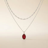 Ruby Necklace - Teardrop Pendant in Silver
