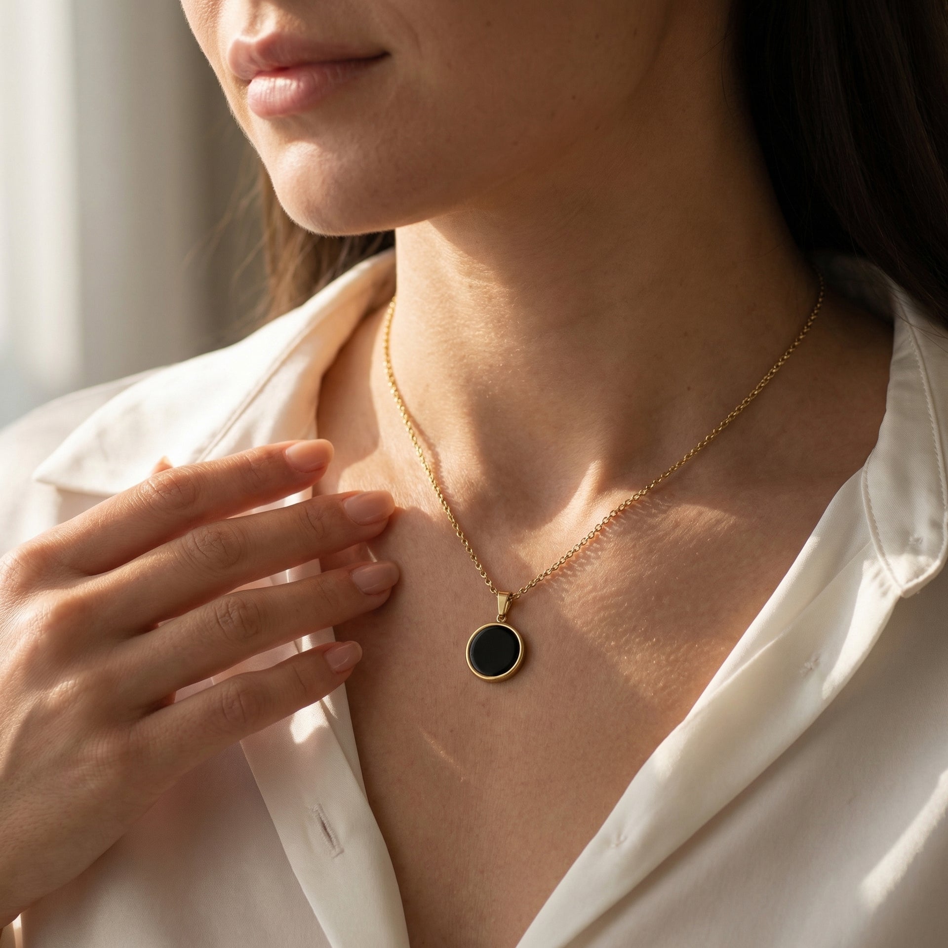 Obsidian Necklace - Circle Medallion