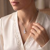 Moonstone Necklace - Hexagon with Crystals