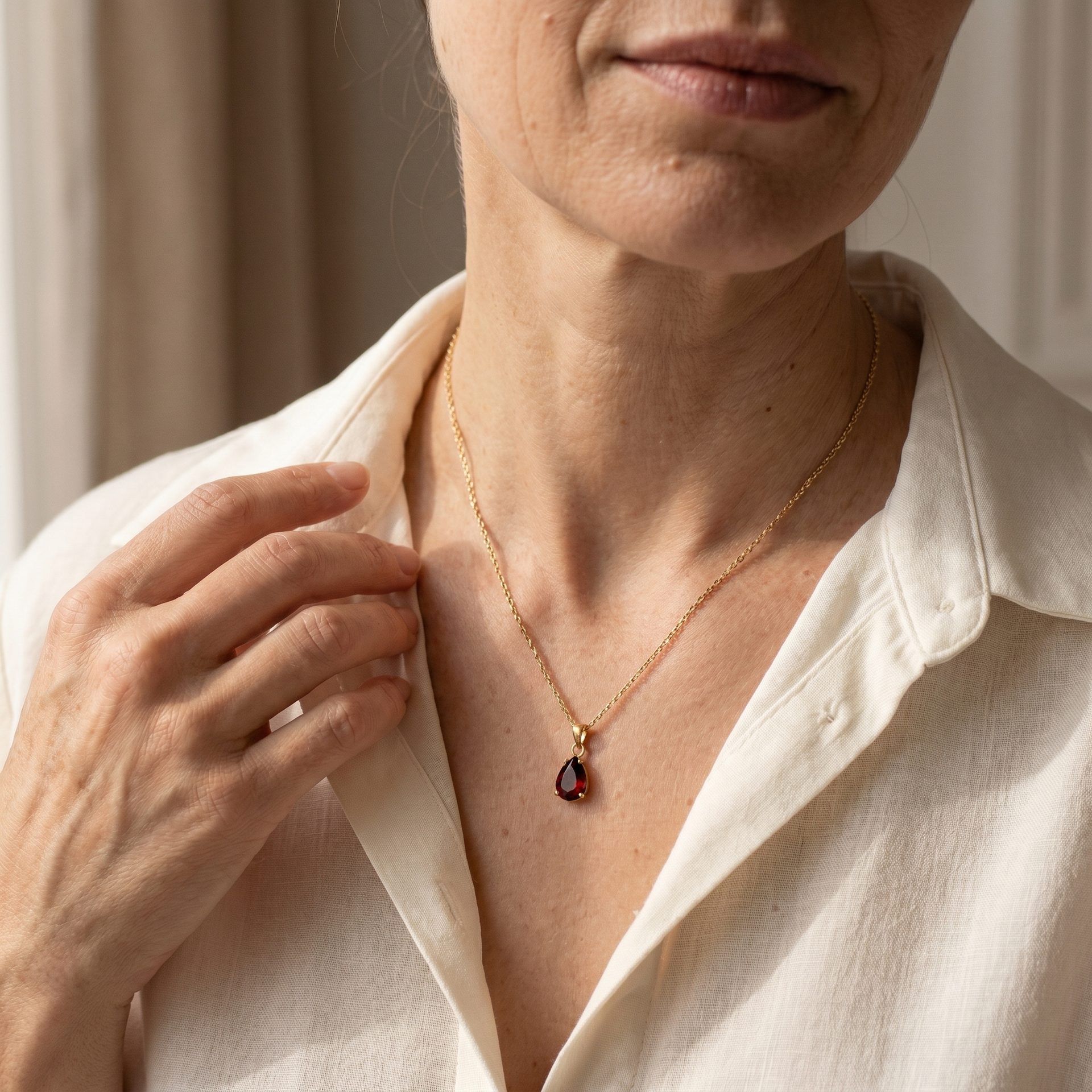 Ruby Necklace - Gold Plated Chain