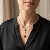 Obsidian Necklace - Pearl Necklace with Pendant