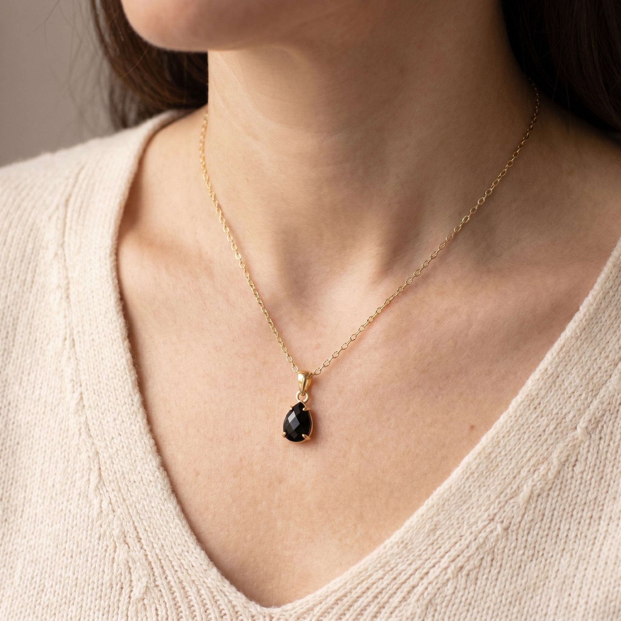 Obsidian Necklace - Gold Plating