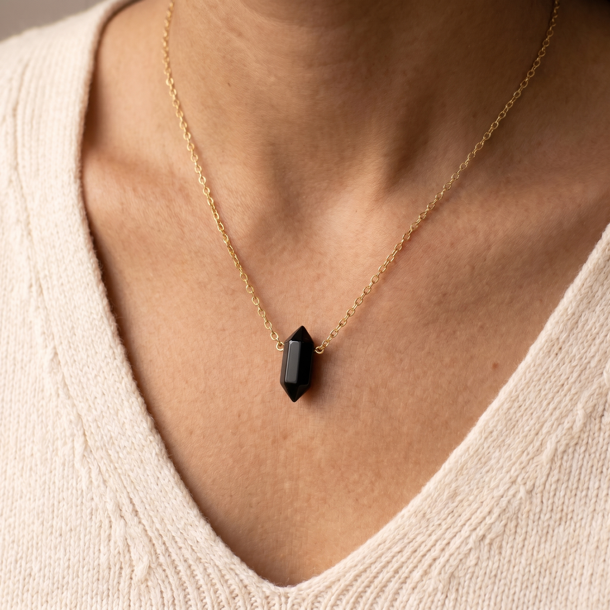 Obsidian Necklace - Hexagon Pendant