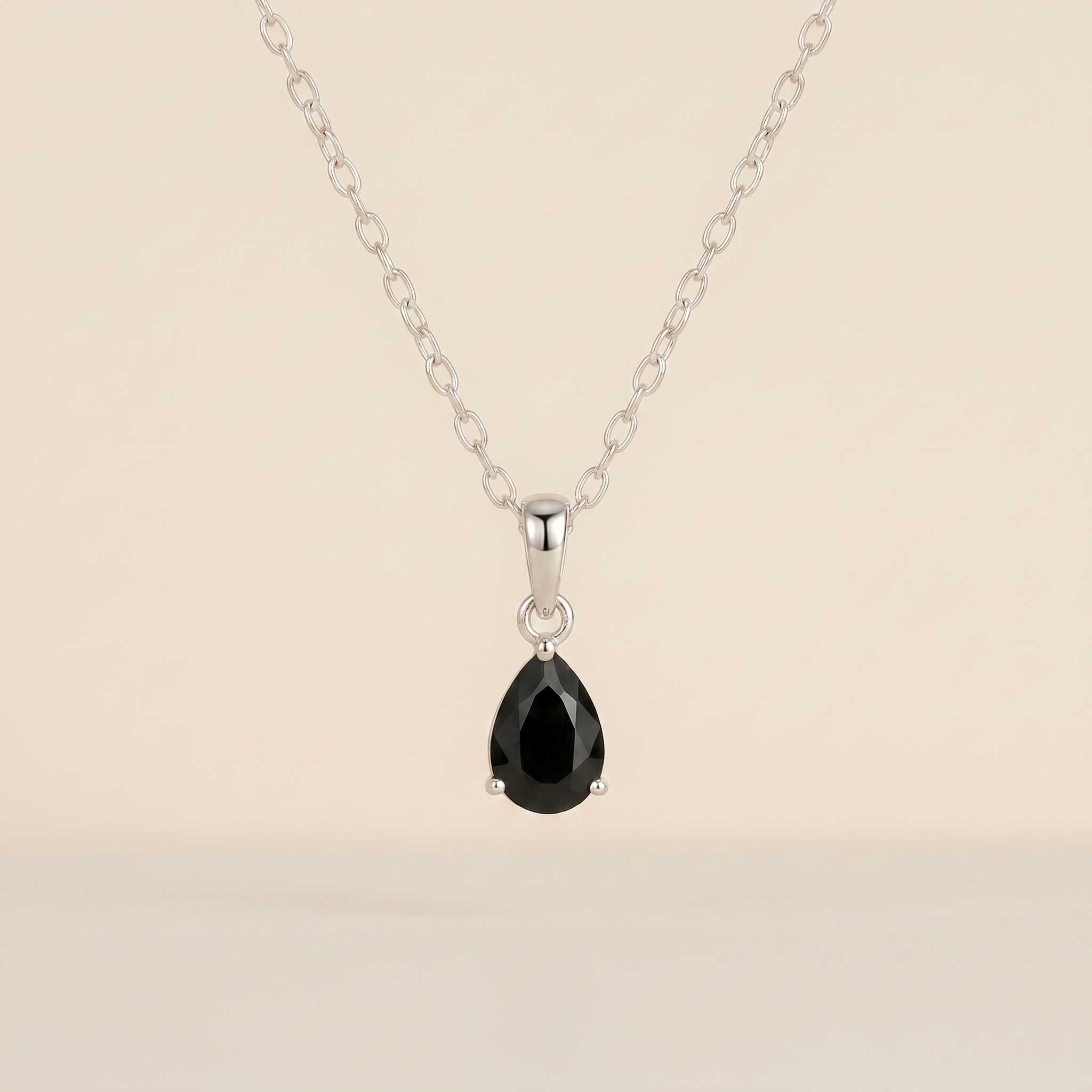 Obsidian Necklace - Teardrop Shape Silver