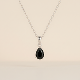 Obsidian Necklace - Teardrop Shape Silver