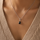 Obsidian Necklace - Teardrop Shape Silver