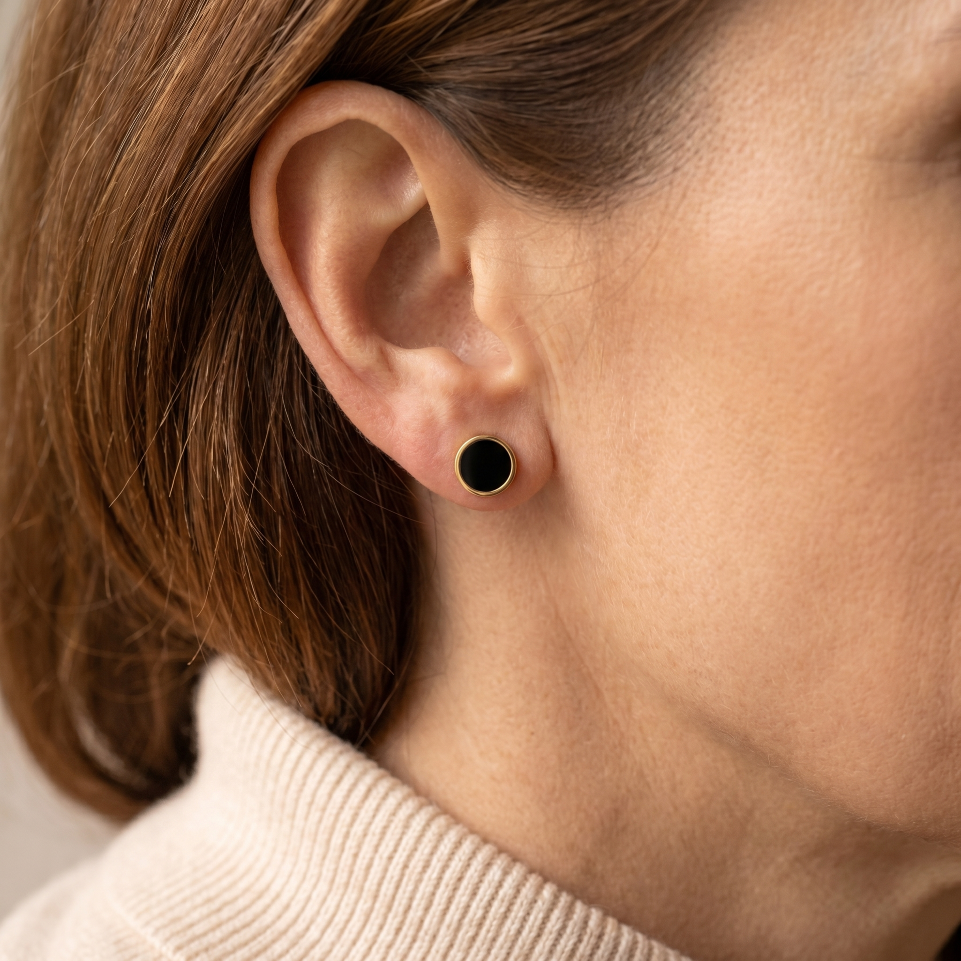Obsidian Earrings - Circle Medallion