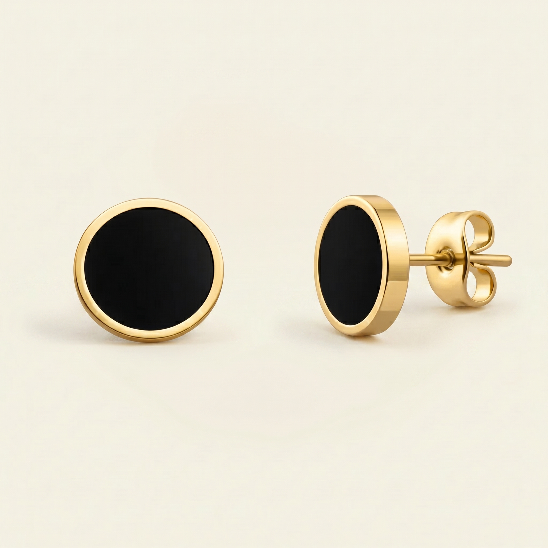 Obsidian Earrings - Circle Medallion
