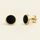 Obsidian Earrings - Circle Medallion