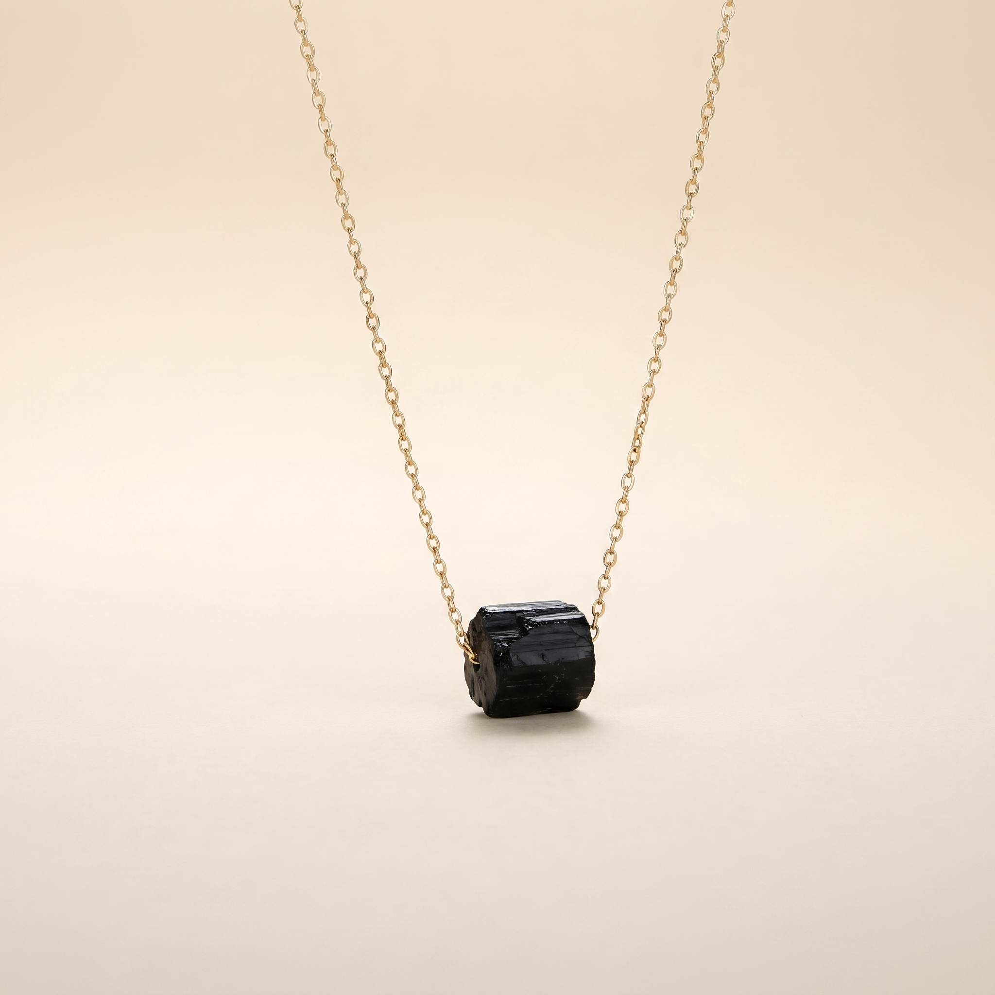 Tourmaline Necklace - Raw Stone in Silver with Gold Plating