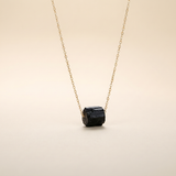Tourmaline Necklace - Raw Stone in Silver with Gold Plating