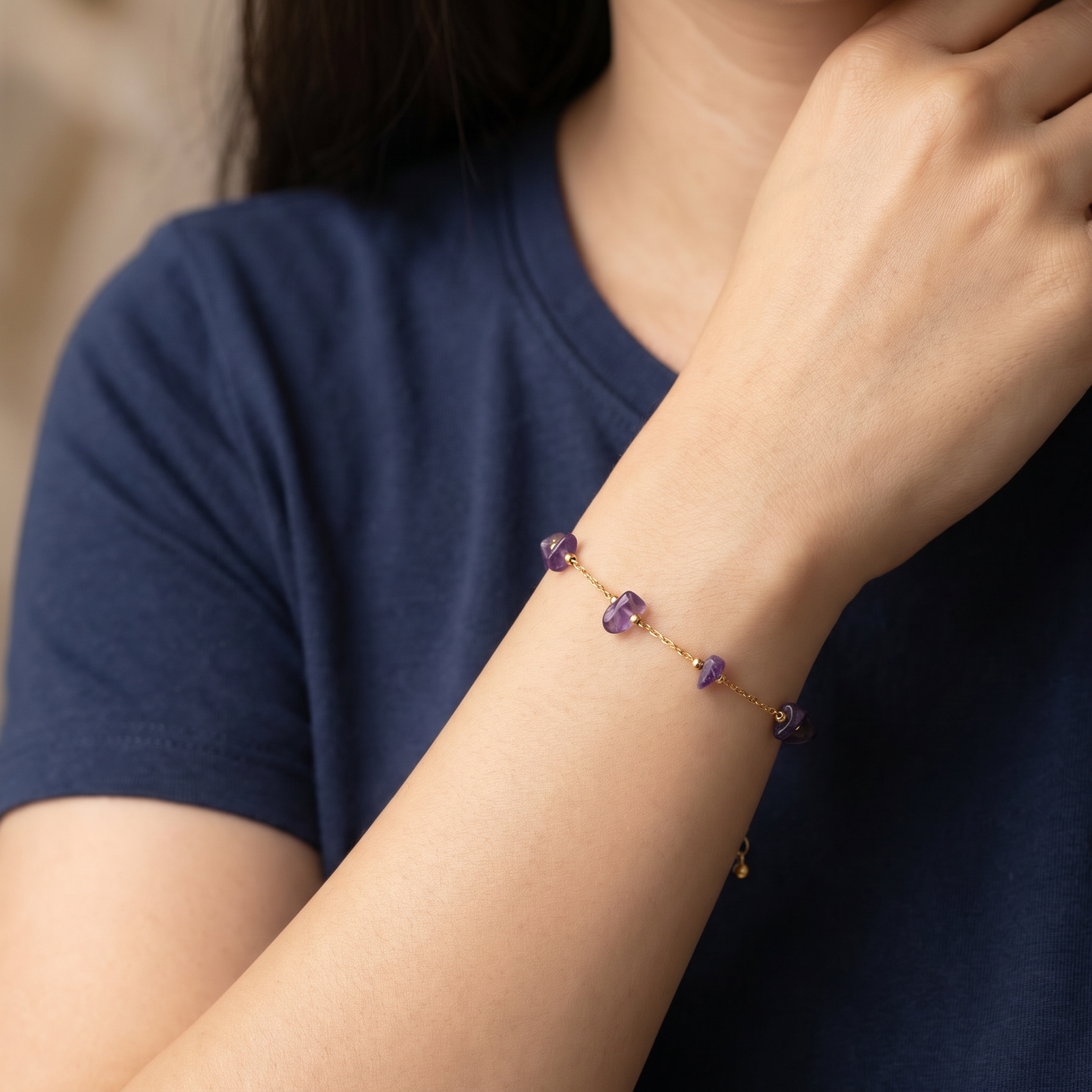 Amethyst Bracelet - Natural Pearls in Silver